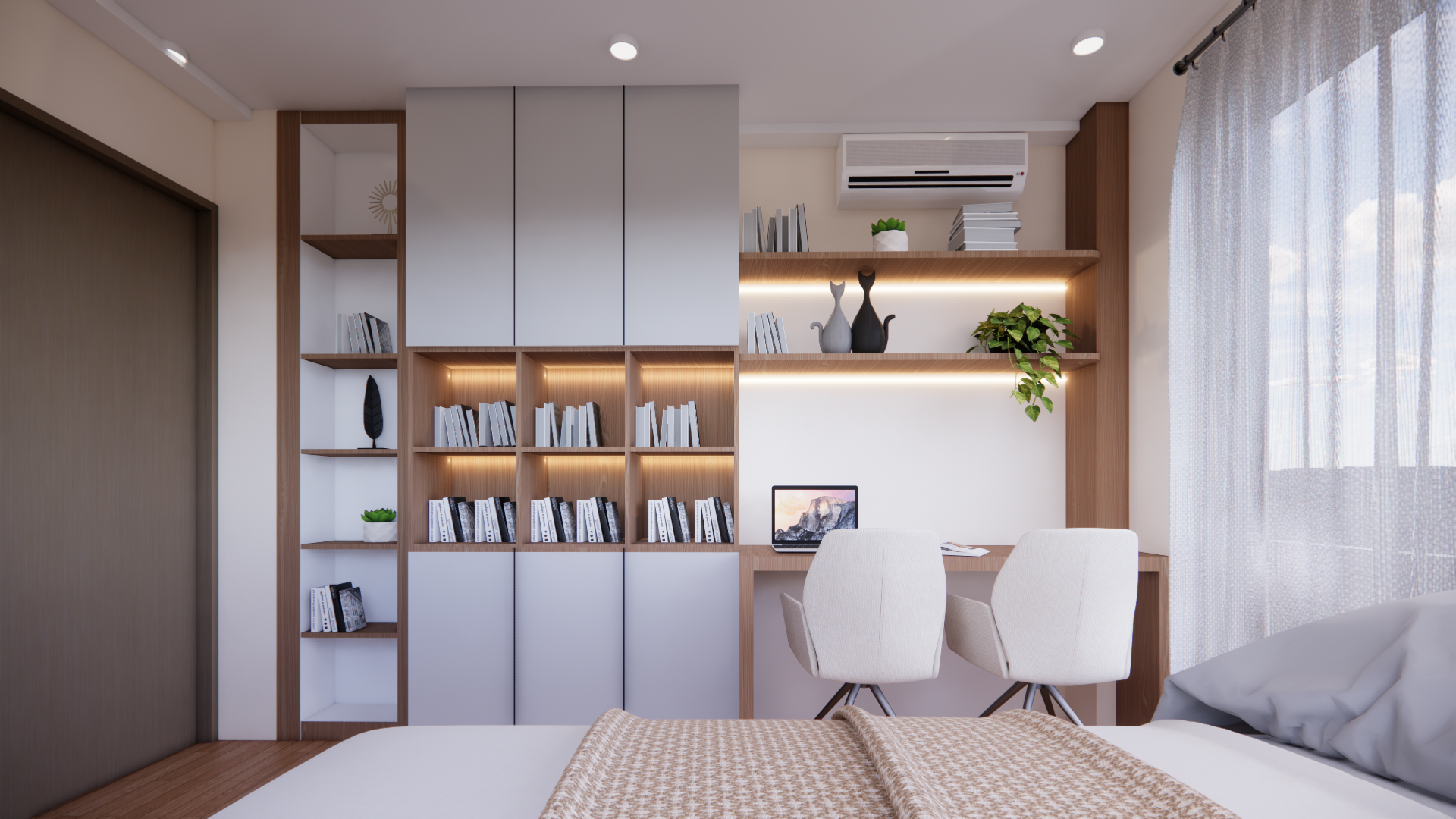 Modern Apartment — Living, Bedroom & Study Interior Design – frame 4