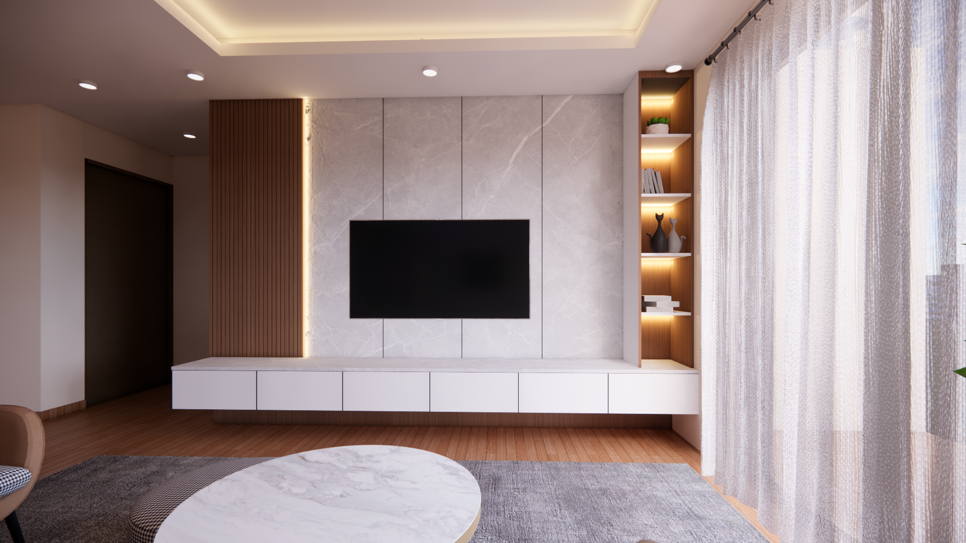 Modern Apartment — Living, Bedroom & Study Interior Design, Kathmandu